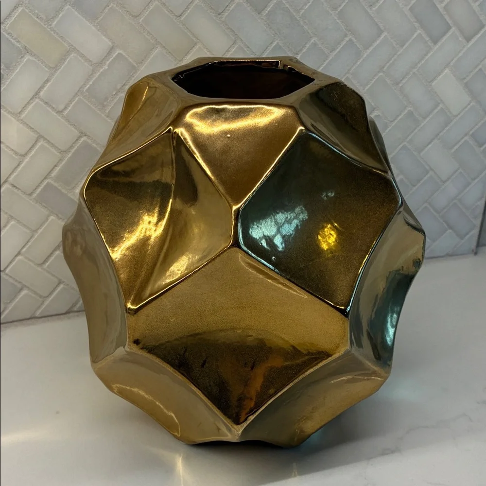 Z Gallerie Metallic Gold Geometric Vase